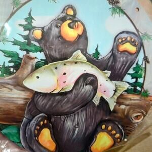 Welcome Sign black Bear Fish Lake River cabin trees outdoor for wreaths crafts